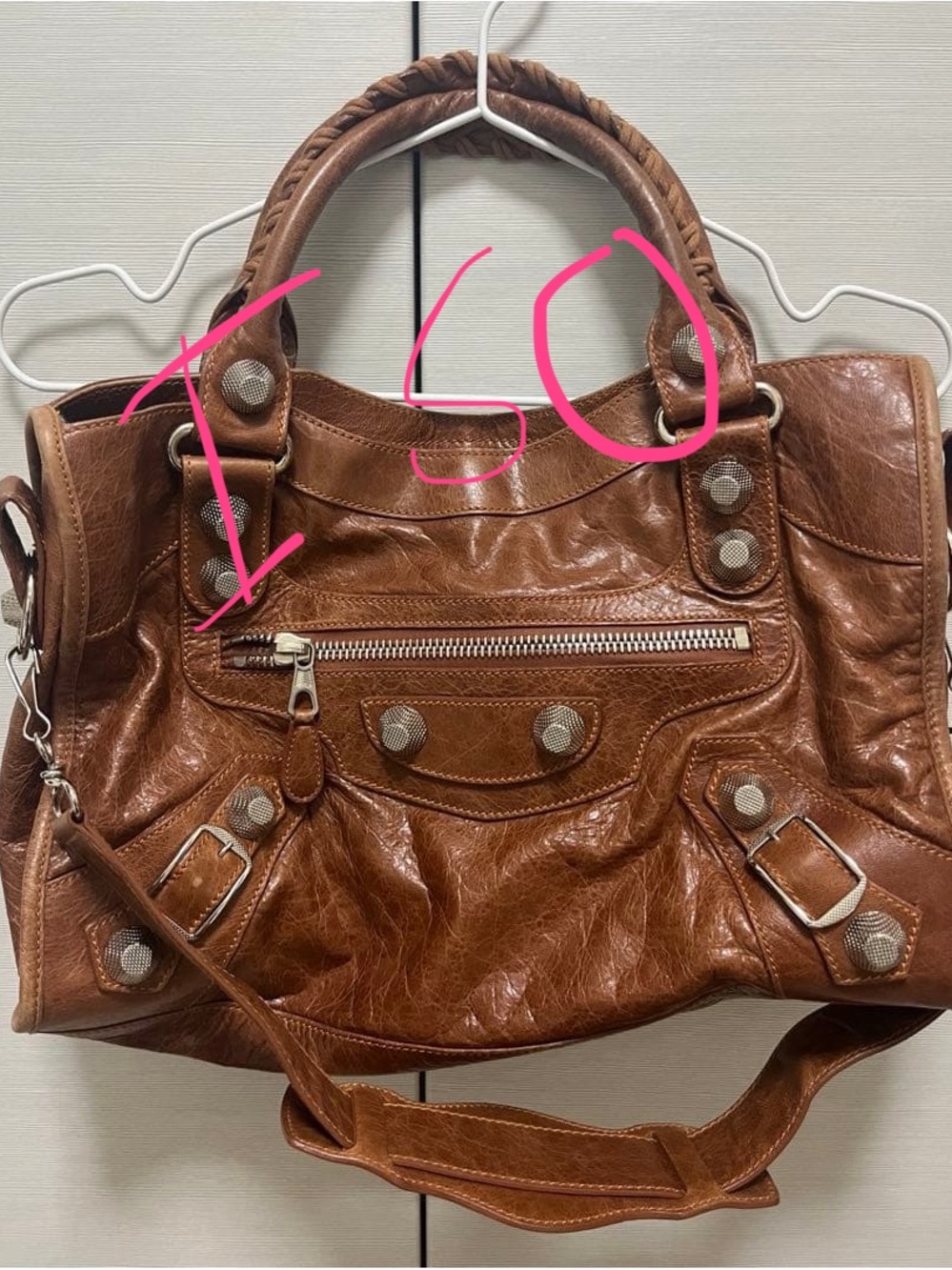 ISO brown balenciaga city with giant silver hardware